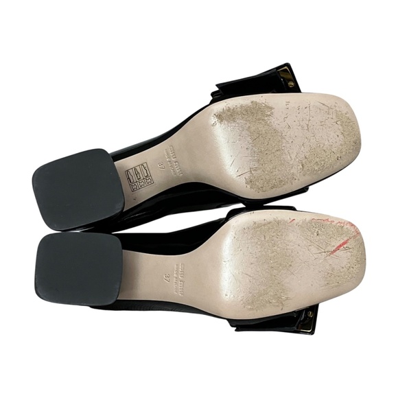 Miu Miu Womens Black Patent Leather Big Buckle Block Heel Loafers Shoes 37, US 7 - Picture 8 of 11